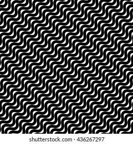 Wavy diagonal parallel lines. seamless, repeatable monochrome pattern. Vector