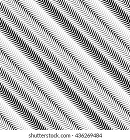 Wavy diagonal parallel lines. seamless, repeatable monochrome pattern. Vector