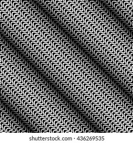 Wavy diagonal parallel lines. seamless, repeatable monochrome pattern. Vector
