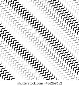 Wavy diagonal parallel lines. seamless, repeatable monochrome pattern. Vector