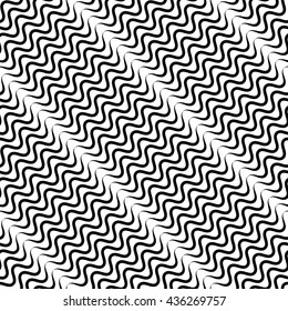 Wavy diagonal parallel lines. seamless, repeatable monochrome pattern. Vector