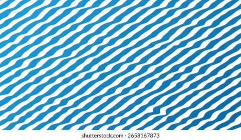 Wavy Diagonal Stripes lines Blue and White Pattern background vector