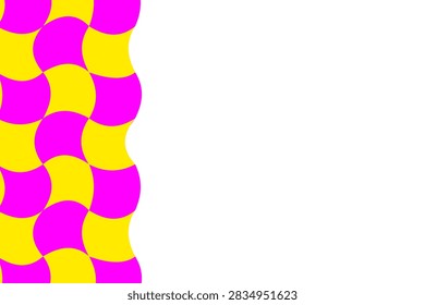Wavy Distorted Checkerboard Side Vertical Border, Electric Fuchsia and Vivid Yellow Hypnotic Margin Layout for Retro Banner.