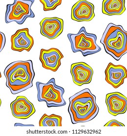 Wavy Distorted Rounds. Seamless Pattern with Deformed Circles. Hand Drawn Abstract Background. Vector Psychedelic Illustration with Colorful Spots. Wave Seamless Pattern for Fabric, Textile, Wrapping.