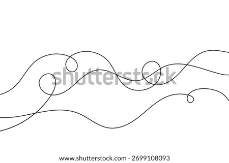 Wavy doodle lines, curved background, black and white graphic design