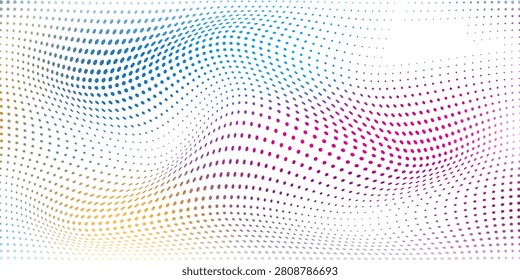 Wavy dot design on whte background. Modern art color