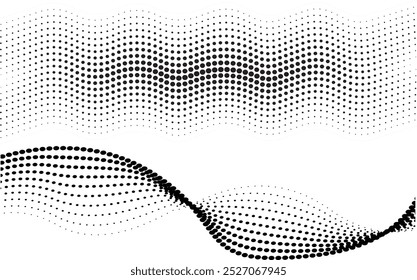 Fundo de textura de fluxo de padrão de ponto e meio-tom ondulado para camiseta e banner. Histórico da tecnologia.