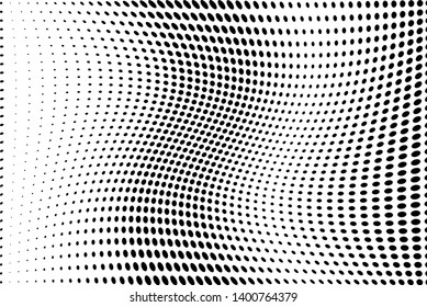 Wavy dot lines background. Futuristic twisted grunge pattern Pattern of dots, dotted lines, circles of different scale Vector modern optical pop art texture for posters, business cards, cover, labels