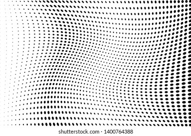 Wavy dot lines background. Futuristic twisted grunge pattern Pattern of dots, dotted lines, circles of different scale Vector modern optical pop art texture for posters, business cards, cover, labels