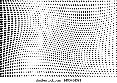Wavy dot lines background. Futuristic twisted grunge pattern Pattern of dots, dotted lines, circles of different scale Vector modern optical pop art texture for posters, business cards, cover, labels