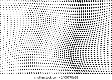 Wavy dot lines background. Futuristic twisted grunge pattern Pattern of dots, dotted lines, circles of different scale Vector modern optical pop art texture for posters, business cards, cover, labels