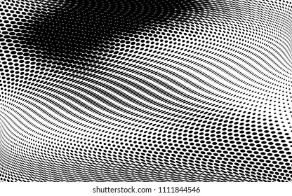 Wavy dot lines background. Pattern of dots, dotted lines, circles of different scale. Futuristic pattern. Monochrome backdrop, design element to create backgrounds, layouts, templates, posters