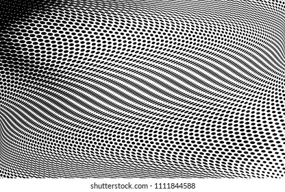 Wavy dot lines background. Pattern of dots, dotted lines, circles of different scale. Futuristic pattern. Monochrome backdrop, design element to create backgrounds, layouts, templates, posters