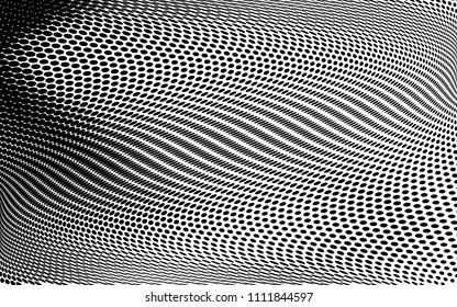 Wavy dot lines background. Pattern of dots, dotted lines, circles of different scale. Futuristic pattern. Monochrome backdrop, design element to create backgrounds, layouts, templates, posters
