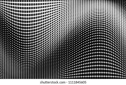 Wavy dot lines background. Pattern of dots, dotted lines, circles of different scale. Futuristic pattern. Monochrome backdrop to create backgrounds, layouts, templates, posters in a modern minimalist 