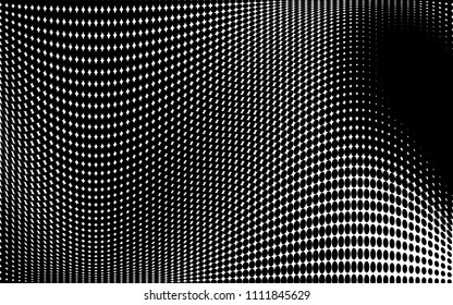 Wavy dot lines background. Pattern of dots, dotted lines, circles of different scale. Futuristic pattern. Monochrome backdrop to create backgrounds, layouts, templates, posters in a modern minimalist 