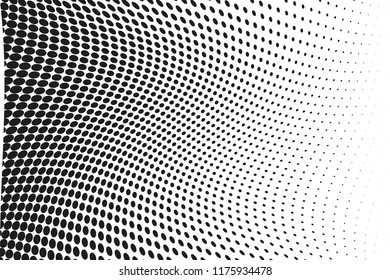 Wavy dot lines background. Pattern of dots, dotted lines, circles of different scale. Futuristic pattern. Monochrome backdrop to create backgrounds, templates, posters in a modern minimalist style