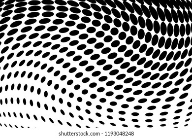 Wavy dot lines background. Pattern of dots, dotted lines, circles of different scale. Futuristic pattern. Monochrome backdrop to create backgrounds, templates, posters in a modern minimalist style.