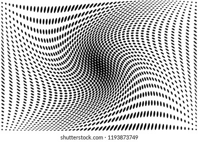 Wavy dot lines background. Pattern of dots, dotted lines, circles of different scale. Futuristic pattern. Monochrome backdrop to create backgrounds, templates, posters in a modern minimalist style