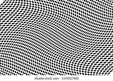 Wavy dot lines background. Pattern of dots, dotted lines, circles of different scale. Futuristic pattern. Monochrome backdrop to create backgrounds, templates, posters in a modern minimalist style
