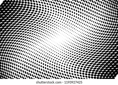 Wavy dot lines background. Pattern of dots, dotted lines, circles of different scale. Futuristic pattern. Monochrome backdrop to create backgrounds, templates, posters in a modern minimalist style