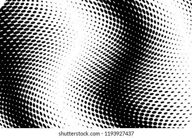 Wavy dot lines background. Pattern of dots, dotted lines, circles of different scale. Futuristic pattern. Monochrome backdrop to create backgrounds, templates, posters in a modern minimalist style