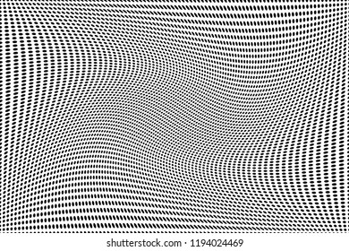 Wavy dot lines background. Pattern of dots, dotted lines, circles of different scale. Futuristic pattern. Monochrome backdrop to create backgrounds, templates, posters in a modern minimalist style