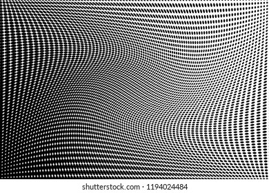 Wavy dot lines background. Pattern of dots, dotted lines, circles of different scale. Futuristic pattern. Monochrome backdrop to create backgrounds, templates, posters in a modern minimalist style
