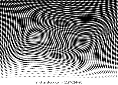 Wavy dot lines background. Pattern of dots, dotted lines, circles of different scale. Futuristic pattern. Monochrome backdrop to create backgrounds, templates, posters in a modern minimalist style