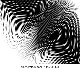 Wavy dot lines background. Pattern of dots, dotted lines, circles of different scale. Futuristic pattern. Monochrome backdrop to create backgrounds, templates, posters in a modern minimalist style