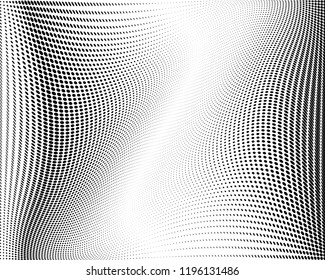 Wavy dot lines background. Pattern of dots, dotted lines, circles of different scale. Futuristic pattern. Monochrome backdrop to create backgrounds, templates, posters in a modern minimalist style