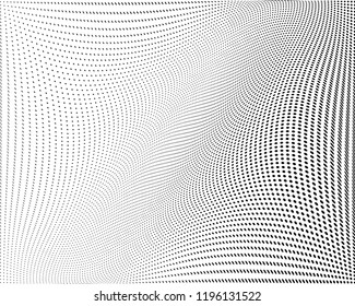 Wavy dot lines background. Pattern of dots, dotted lines, circles of different scale. Futuristic pattern. Monochrome backdrop to create backgrounds, templates, posters in a modern minimalist style