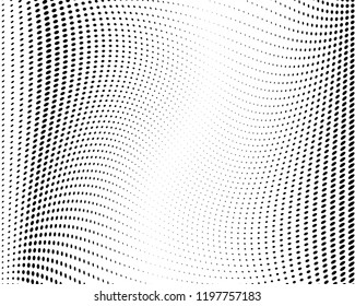 Wavy dot lines background. Pattern of dots, dotted lines, circles of different scale. Futuristic pattern. Monochrome backdrop to create backgrounds, templates, posters in a modern minimalist style