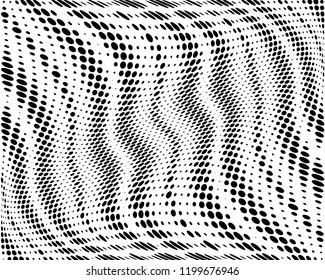  Wavy dot lines background. Pattern of dots, dotted lines, circles of different scale. Futuristic pattern. Monochrome backdrop to create backgrounds, templates, posters in a modern minimalist style.