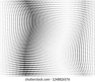 Wavy dot lines background. Pattern of dots, dotted lines, circles of different scale. Futuristic pattern. Monochrome backdrop to create backgrounds, templates, posters in a modern minimalist style