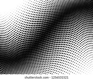 Wavy dot lines background. Pattern of dots, dotted lines, circles of different scale. Futuristic pattern. Monochrome backdrop to create backgrounds, templates, posters in a modern minimalist style