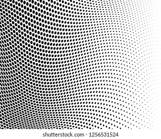 Wavy dot lines background. Pattern of dots, dotted lines, circles of different scale. Futuristic pattern. Monochrome backdrop to create backgrounds, templates, posters in a modern minimalist style