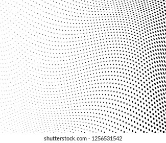 Wavy dot lines background. Pattern of dots, dotted lines, circles of different scale. Futuristic pattern. Monochrome backdrop to create backgrounds, templates, posters in a modern minimalist style