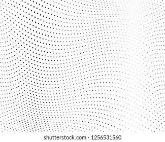 Wavy dot lines background. Pattern of dots, dotted lines, circles of different scale. Futuristic pattern. Monochrome backdrop to create backgrounds, templates, posters in a modern minimalist style