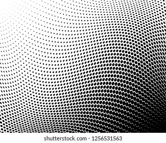 Wavy Dot Lines Background. Pattern Of Dots, Dotted Lines, Circles Of Different Scale. Futuristic Pattern. Monochrome Backdrop To Create Backgrounds, Templates, Posters In A Modern Minimalist Style