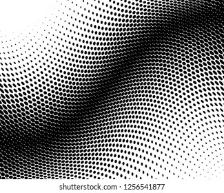 Wavy dot lines background. Pattern of dots, dotted lines, circles of different scale. Futuristic pattern. Monochrome backdrop to create backgrounds, templates, posters in a modern minimalist style