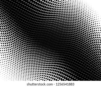 Wavy dot lines background. Pattern of dots, dotted lines, circles of different scale. Futuristic pattern. Monochrome backdrop to create backgrounds, templates, posters in a modern minimalist style