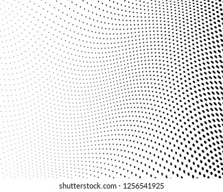 Wavy dot lines background. Pattern of dots, dotted lines, circles of different scale. Futuristic pattern. Monochrome backdrop to create backgrounds, templates, posters in a modern minimalist style