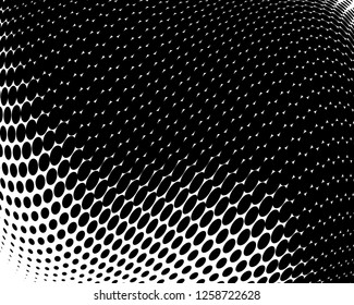 Wavy dot lines background. Pattern of dots, dotted lines, circles of different scale. Futuristic pattern. Monochrome backdrop to create backgrounds, templates, posters in a modern minimalist style.