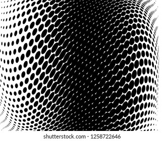 Wavy dot lines background. Pattern of dots, dotted lines, circles of different scale. Futuristic pattern. Monochrome backdrop to create backgrounds, templates, posters in a modern minimalist style.