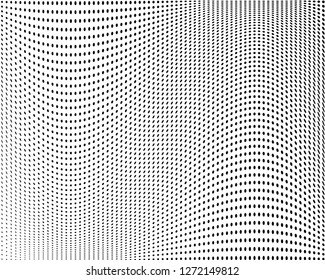 Wavy dot lines background. Pattern of dots, dotted lines, circles of different scale. Futuristic pattern. Monochrome backdrop to create backgrounds, templates, posters in a modern minimalist style 