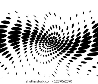 Wavy dot lines background. Pattern of dots, dotted lines, circles of different scale. Futuristic pattern. Monochrome backdrop to create backgrounds, templates, posters in a modern minimalist style