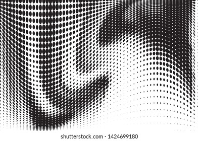 Wavy dot lines background. Pattern of dots, dotted lines, circles of different scale. Futuristic pattern. Monochrome backdrop to create backgrounds, templates, posters in a modern minimalist style.