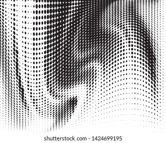 Wavy dot lines background. Pattern of dots, dotted lines, circles of different scale. Futuristic pattern. Monochrome backdrop to create backgrounds, templates, posters in a modern minimalist style.