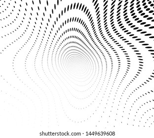 Wavy dot lines background. Pattern of dots, dotted lines, circles of different scale. Futuristic pattern. Monochrome backdrop to create backgrounds, templates, posters in a modern minimalist style.